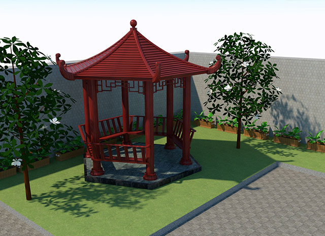 仿古四角涼亭